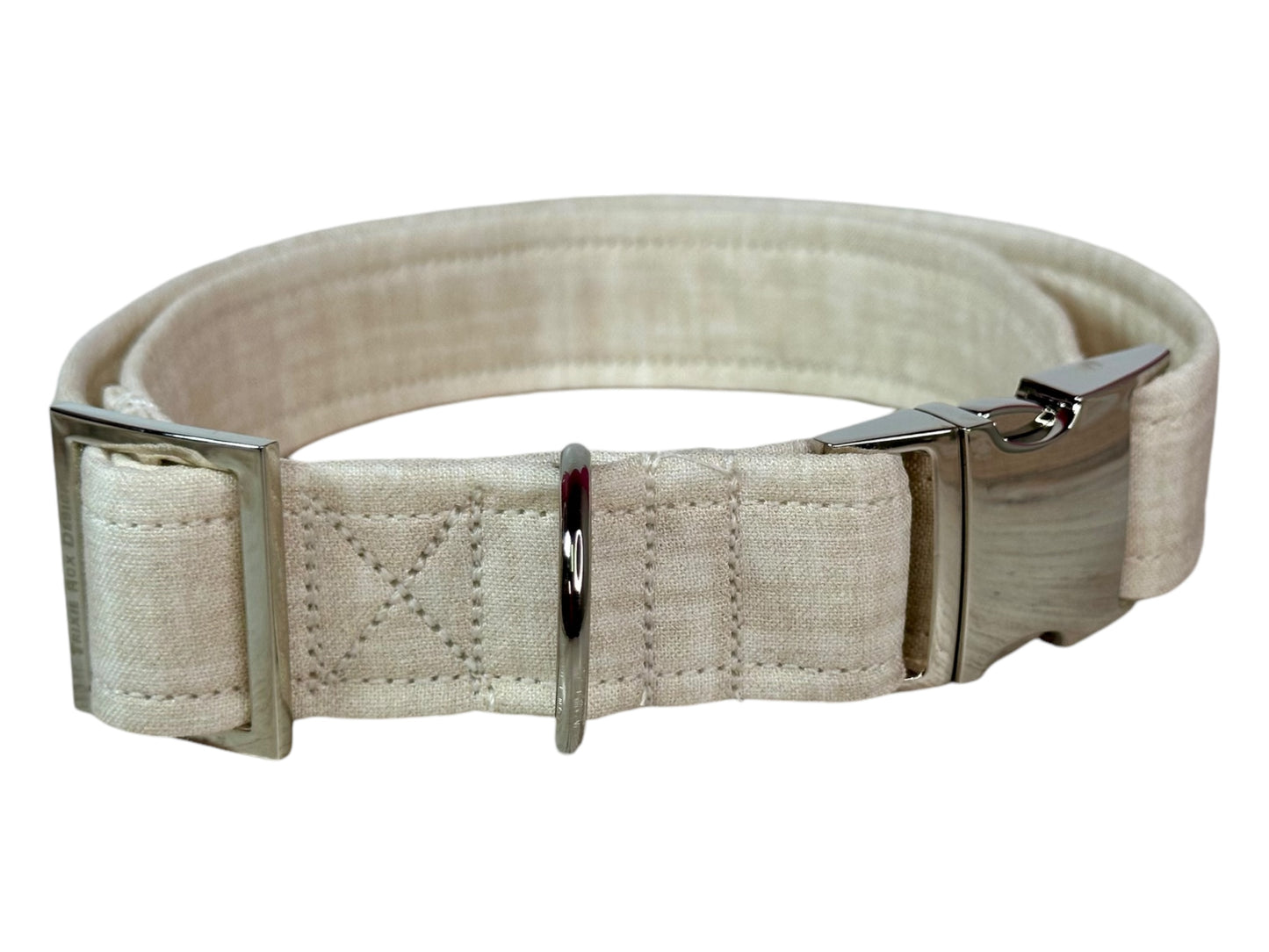 Personalized Engraved Ivory Dog collar - Metal Side release dog collar