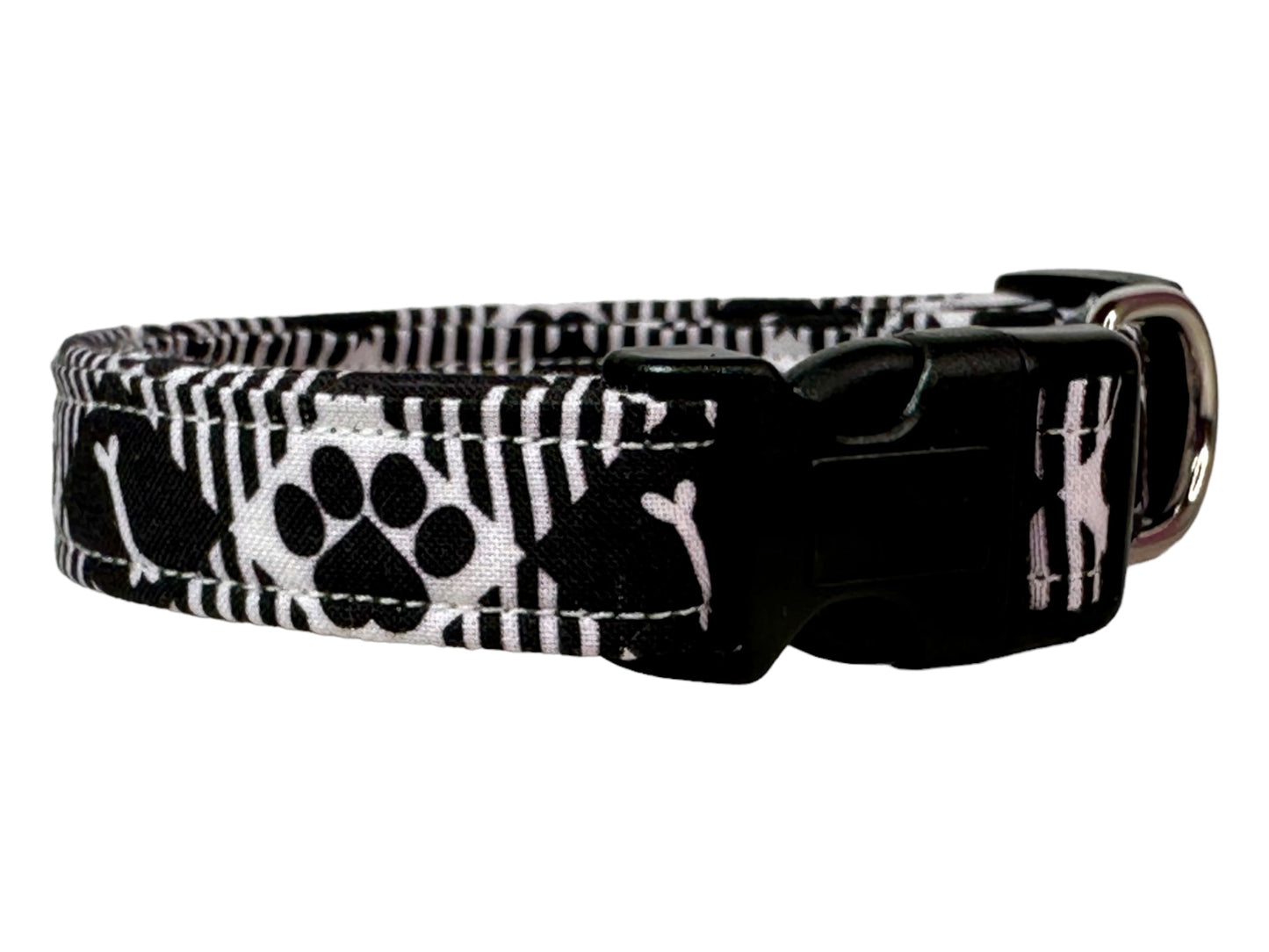 Paw print dog collar, handmade side release adjustable dog collar