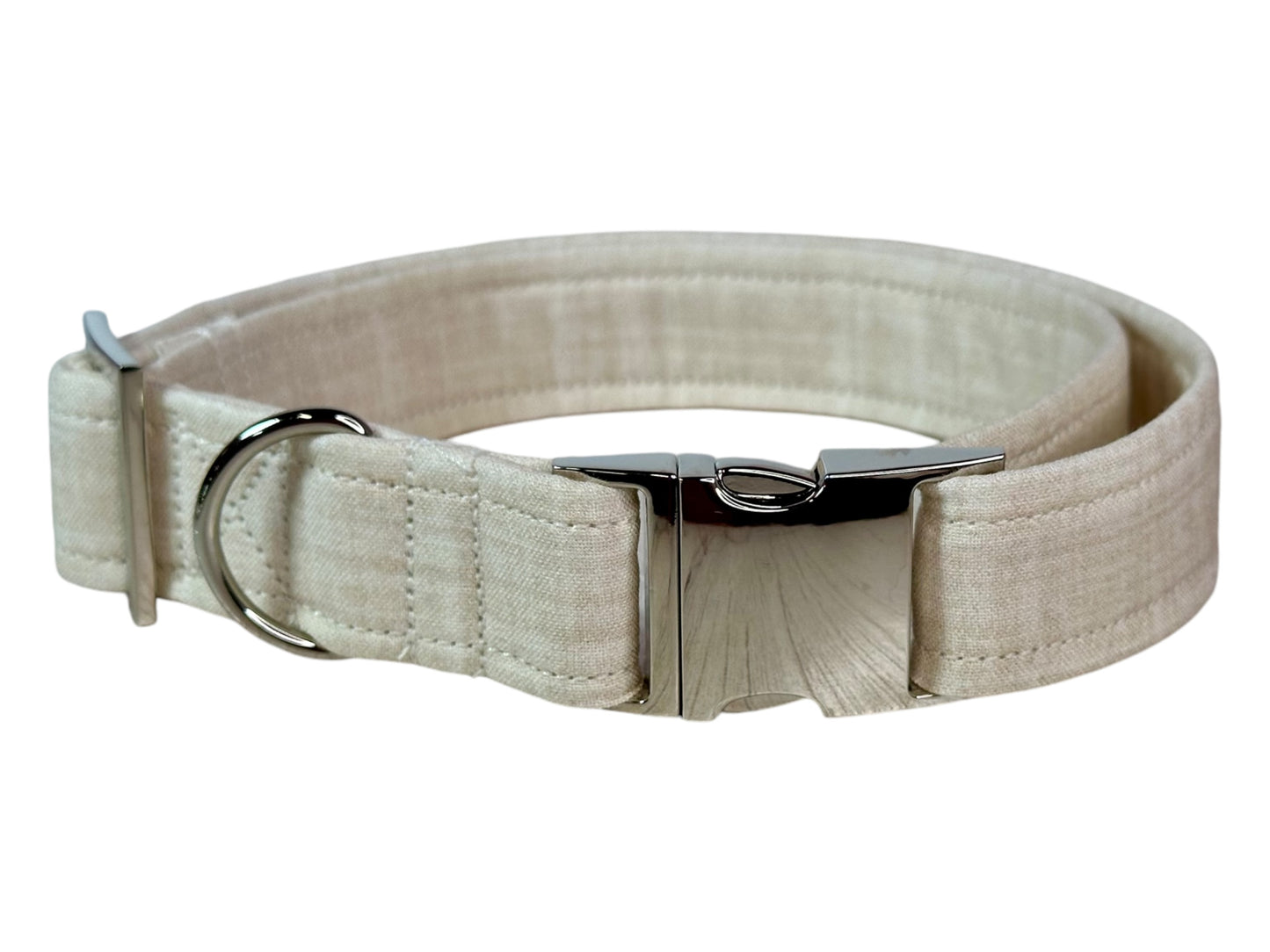 Personalized Engraved Ivory Dog collar - Metal Side release dog collar