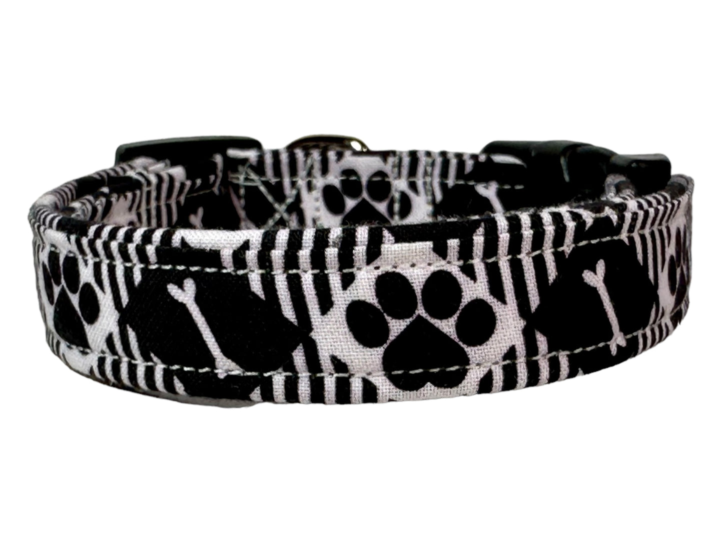 Paw print dog collar, handmade side release adjustable dog collar