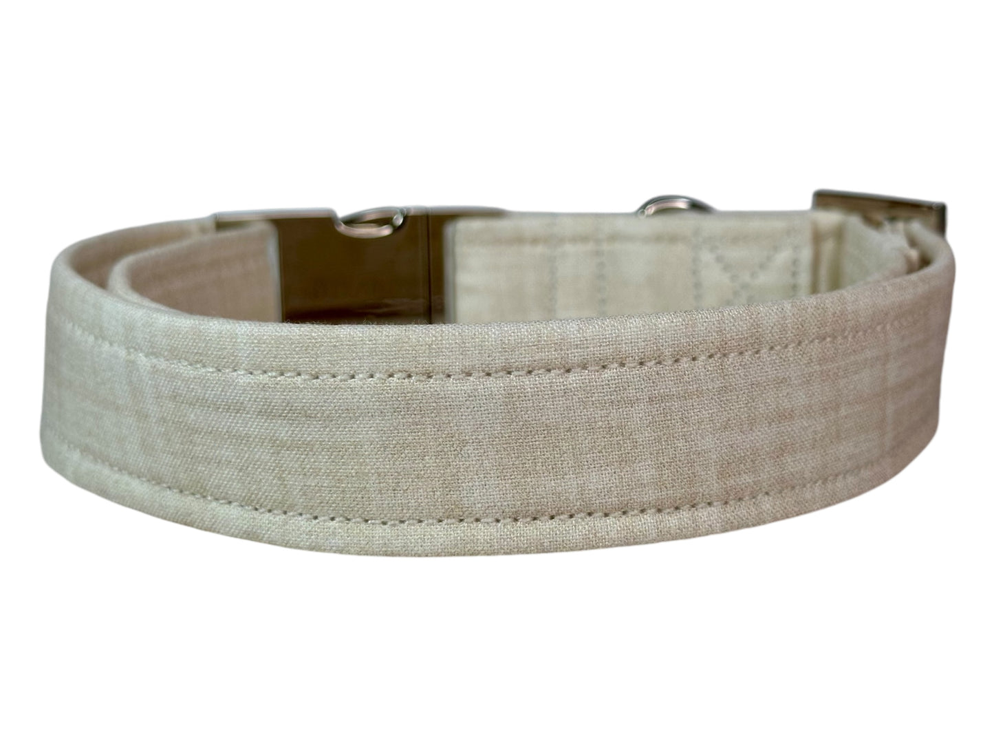 Personalized Engraved Ivory Dog collar - Metal Side release dog collar