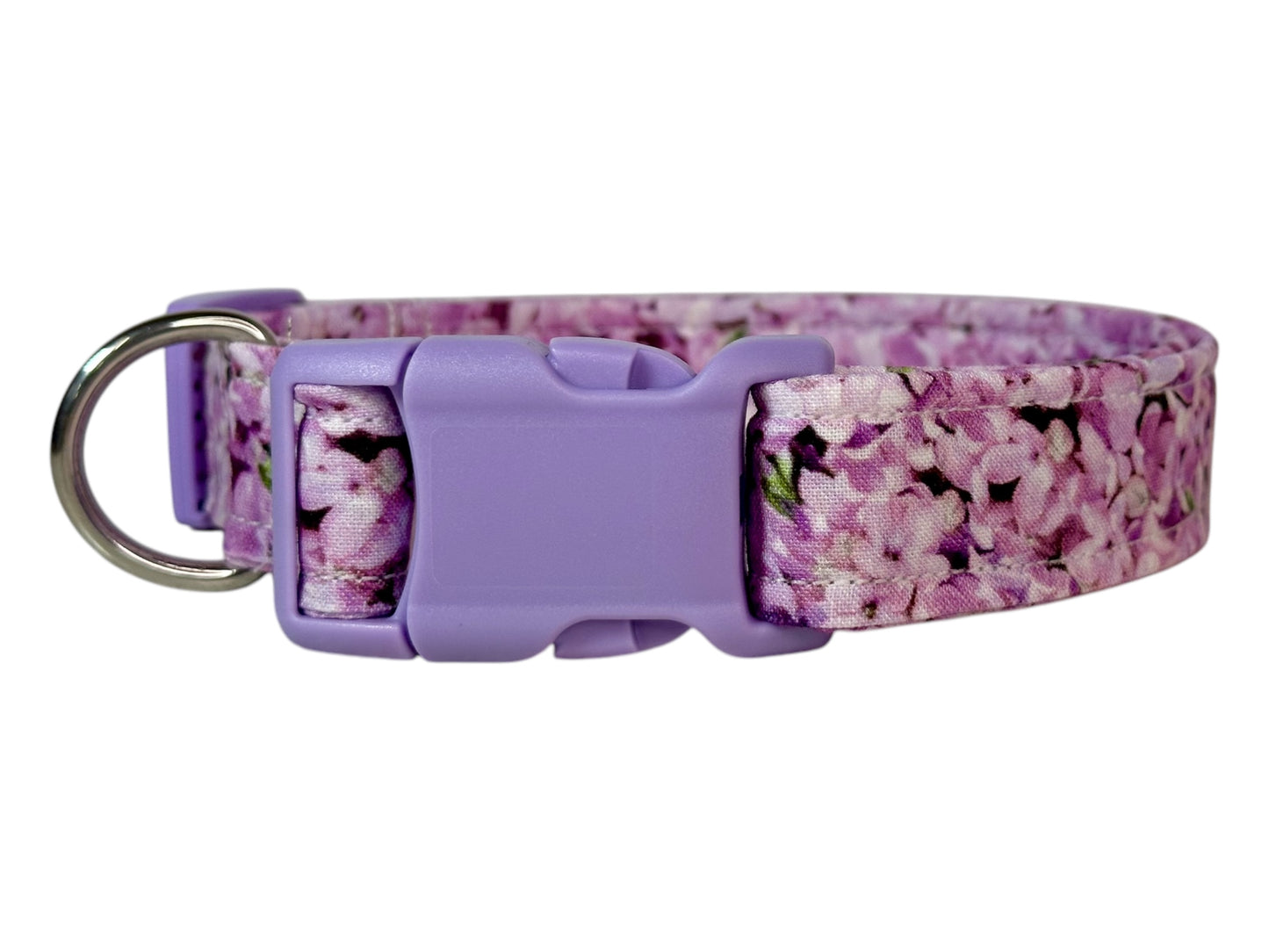 Lilac floral Dog collar, handmade side release dog collar