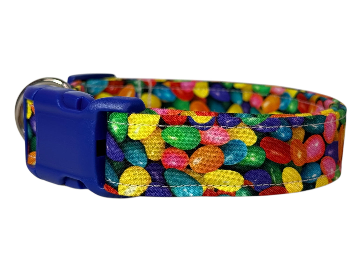 Jelly bean Easter Food Handmade dog collar,  Handmade Pet Collar with Heavy-Duty Webbing & Stainless Steel Hardware