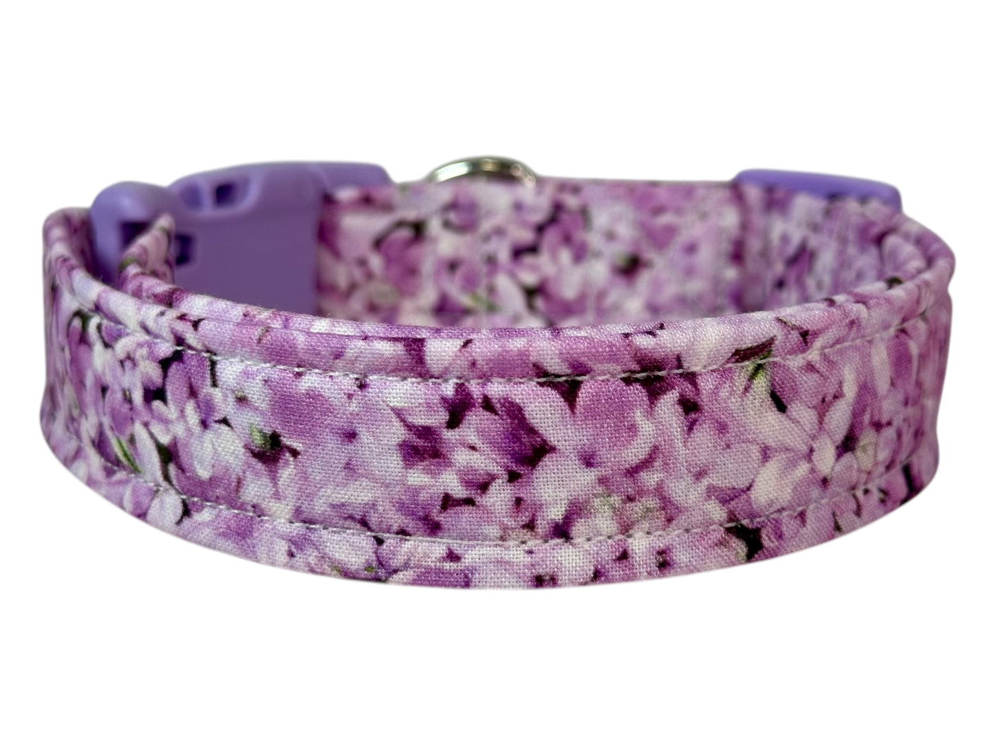 Lilac floral Dog collar, handmade side release dog collar