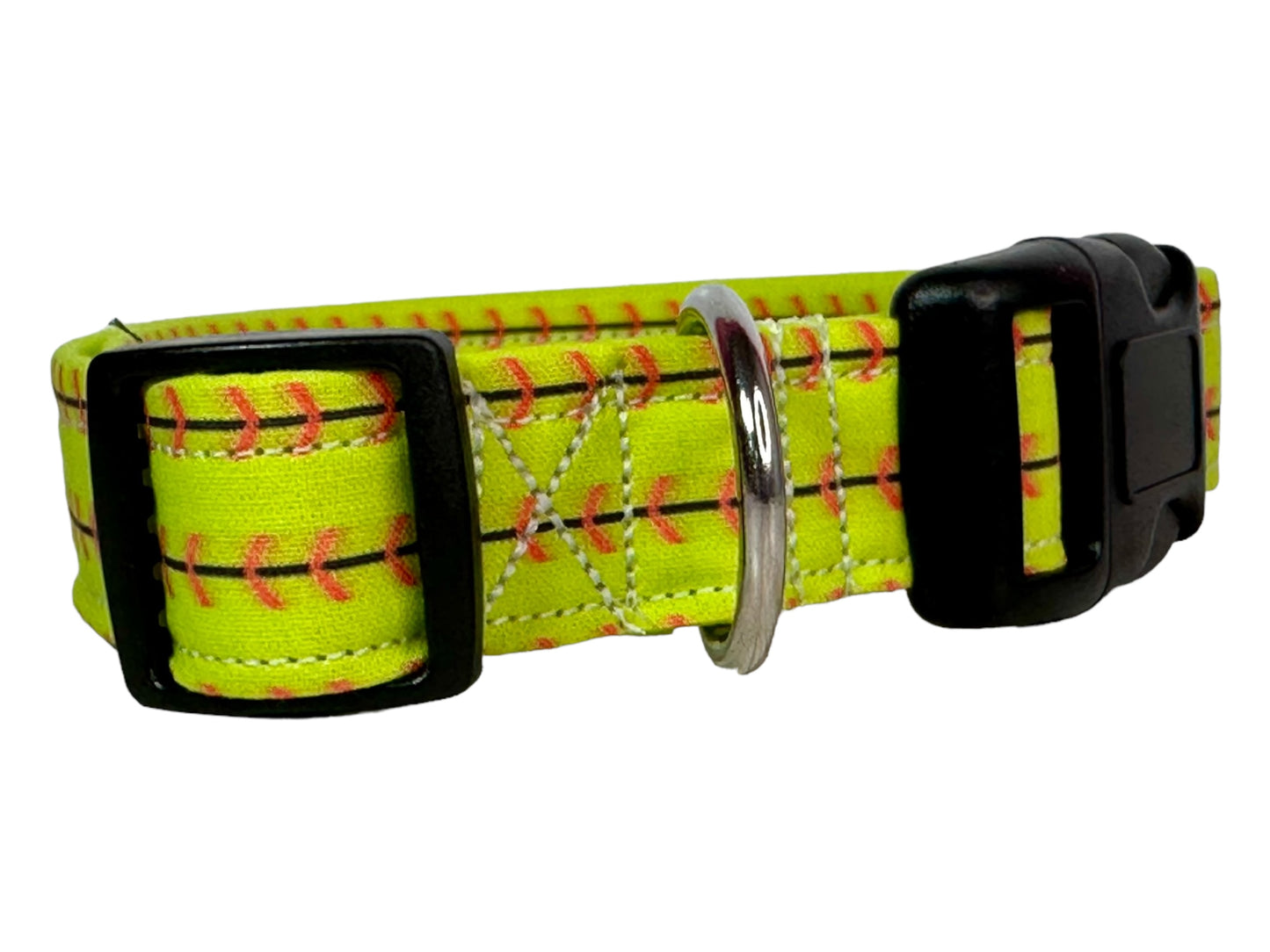 Softball  dog collar - handmade side release dog collar