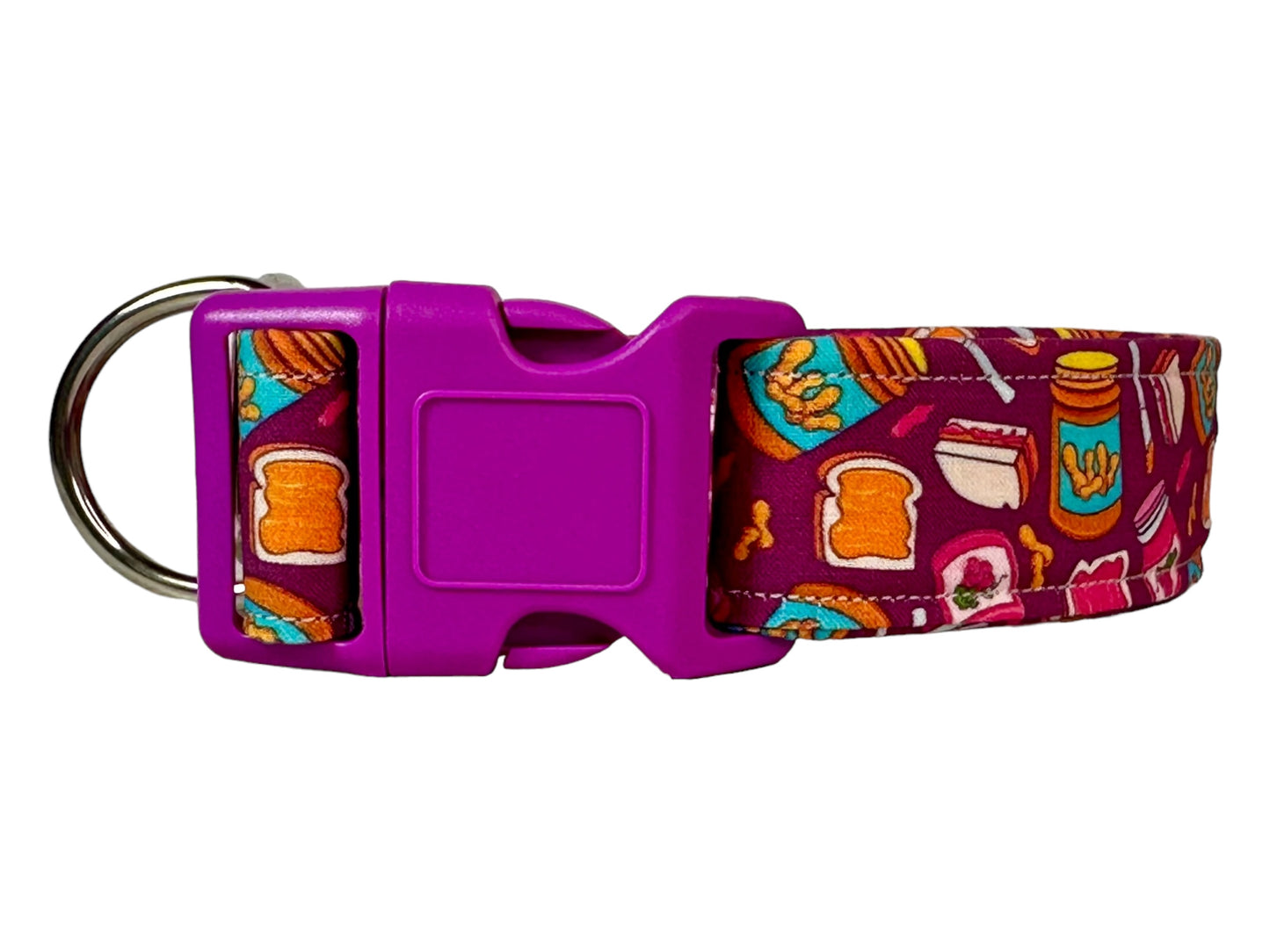 PB&J Peanut Butter and Jelly dog collar, handmade adjustable side release collar