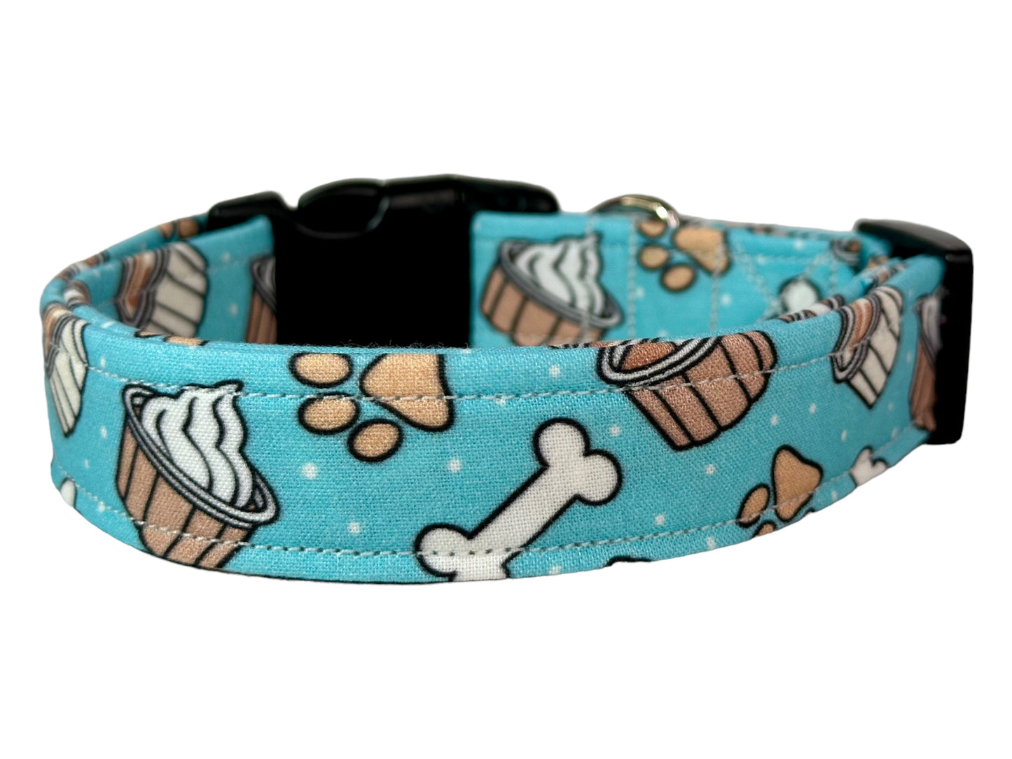 Pup cup dog collar, handmade side release dog collar (Light Blue)