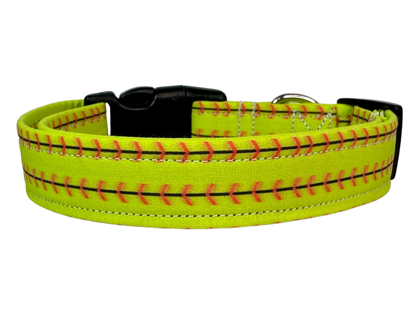 Softball  dog collar - handmade side release dog collar