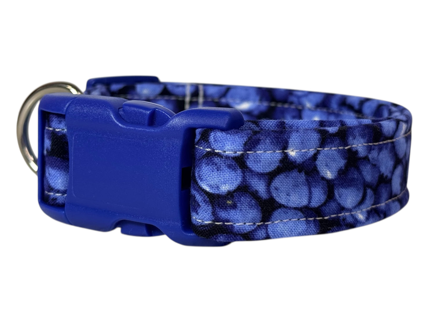 Blueberry Food Handmade dog collar,  Handmade Pet Collar with Heavy-Duty Webbing & Stainless Steel Hardware