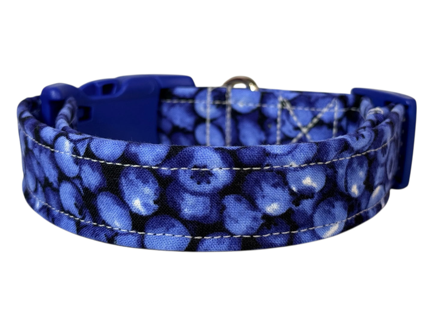 Blueberry Food Handmade dog collar,  Handmade Pet Collar with Heavy-Duty Webbing & Stainless Steel Hardware