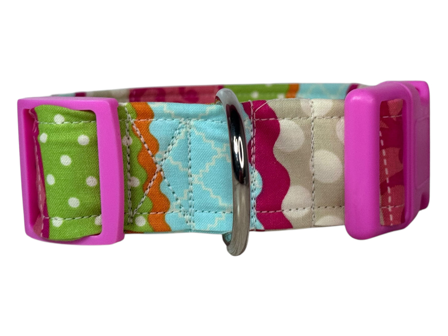 Decorative Striped Handmade dog collar,  Handmade Pet Collar with Heavy-Duty Webbing & Stainless Steel Hardware