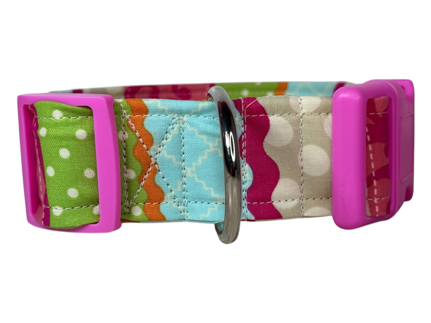 Decorative Striped Handmade dog collar,  Handmade Pet Collar with Heavy-Duty Webbing & Stainless Steel Hardware