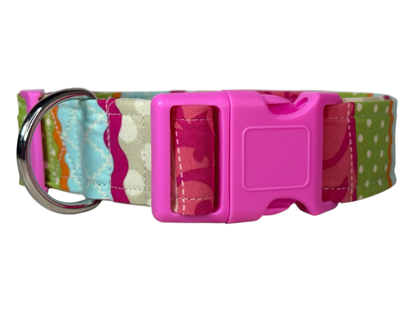 Decorative Striped Handmade dog collar,  Handmade Pet Collar with Heavy-Duty Webbing & Stainless Steel Hardware