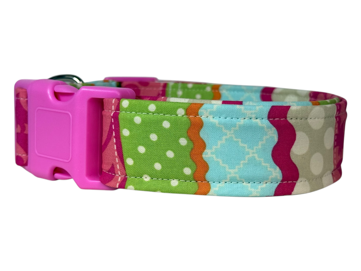 Decorative Striped Handmade dog collar,  Handmade Pet Collar with Heavy-Duty Webbing & Stainless Steel Hardware