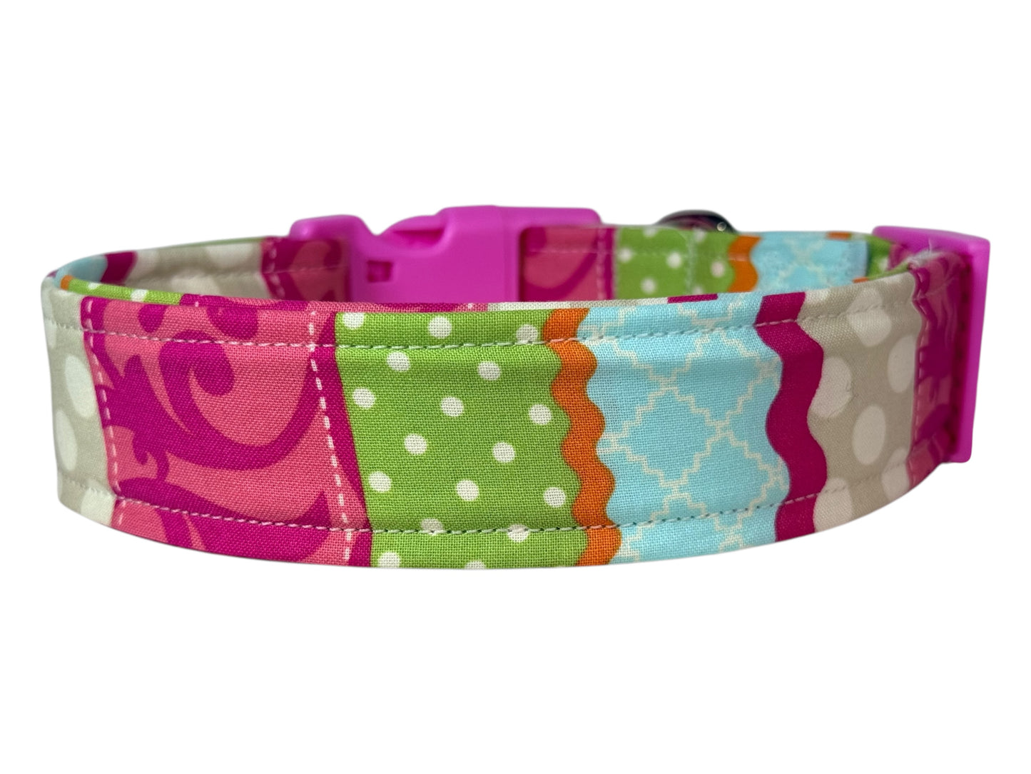 Decorative Striped Handmade dog collar,  Handmade Pet Collar with Heavy-Duty Webbing & Stainless Steel Hardware