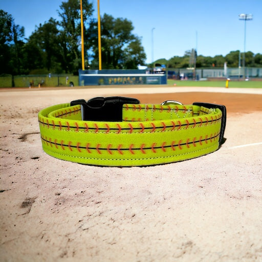 Softball  dog collar - handmade side release dog collar