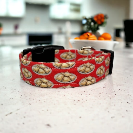 Ravioli dog collar - handmade side release dog collar