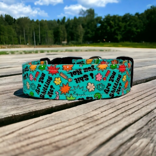 “Are you shitting me” dog collar - handmade side release dog collar