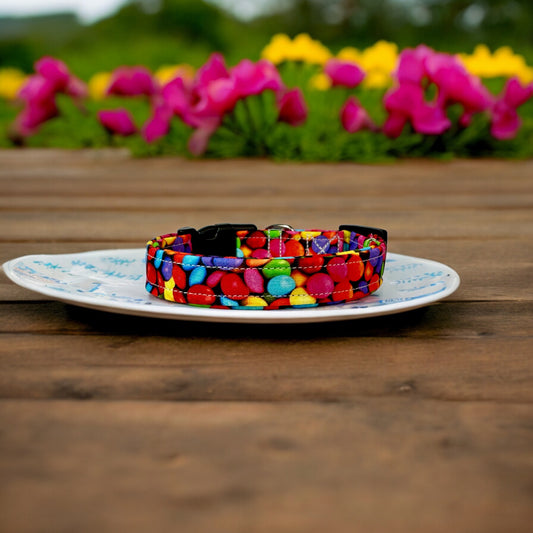 Candy dog collar, handmade adjustable side release dog collar