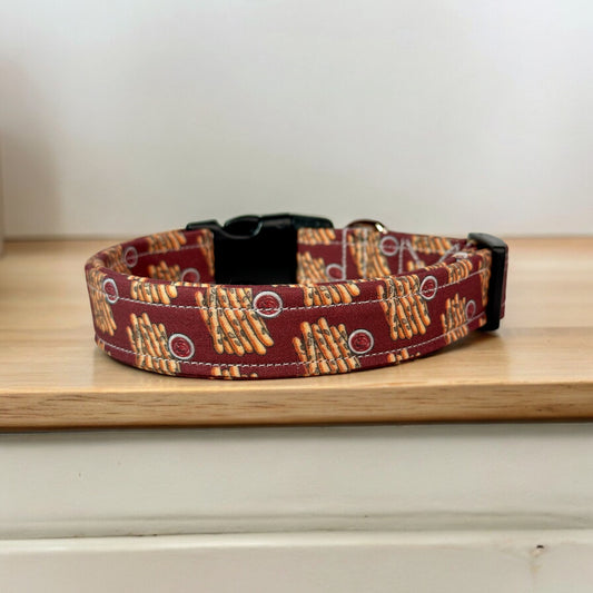 Bread stick dog collar, handmade adjustable side release