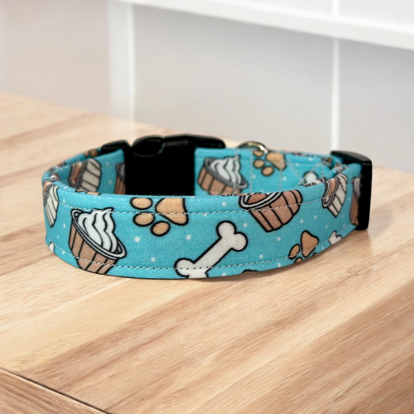 Pup cup dog collar, handmade side release dog collar (Light Blue)