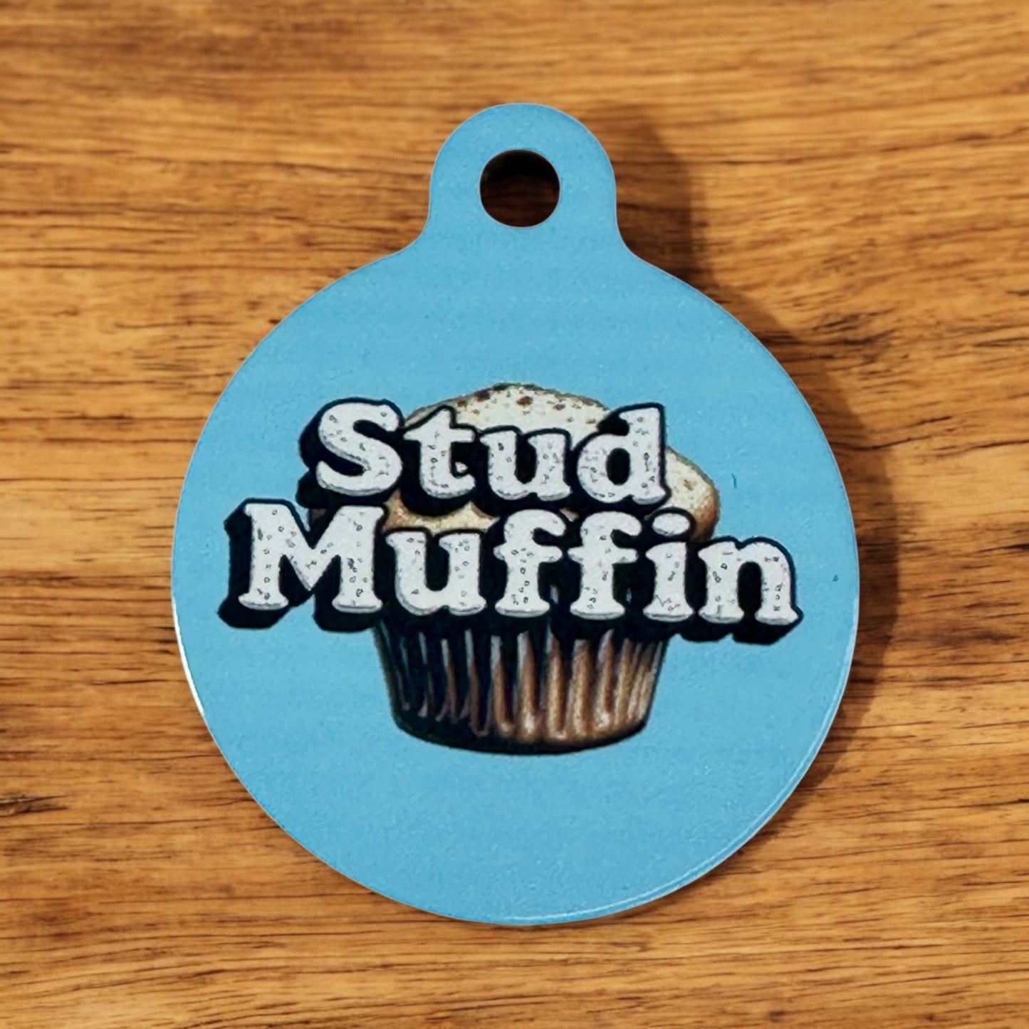 “Stud Muffin” funny Aluminum Pet Tag - Customizable