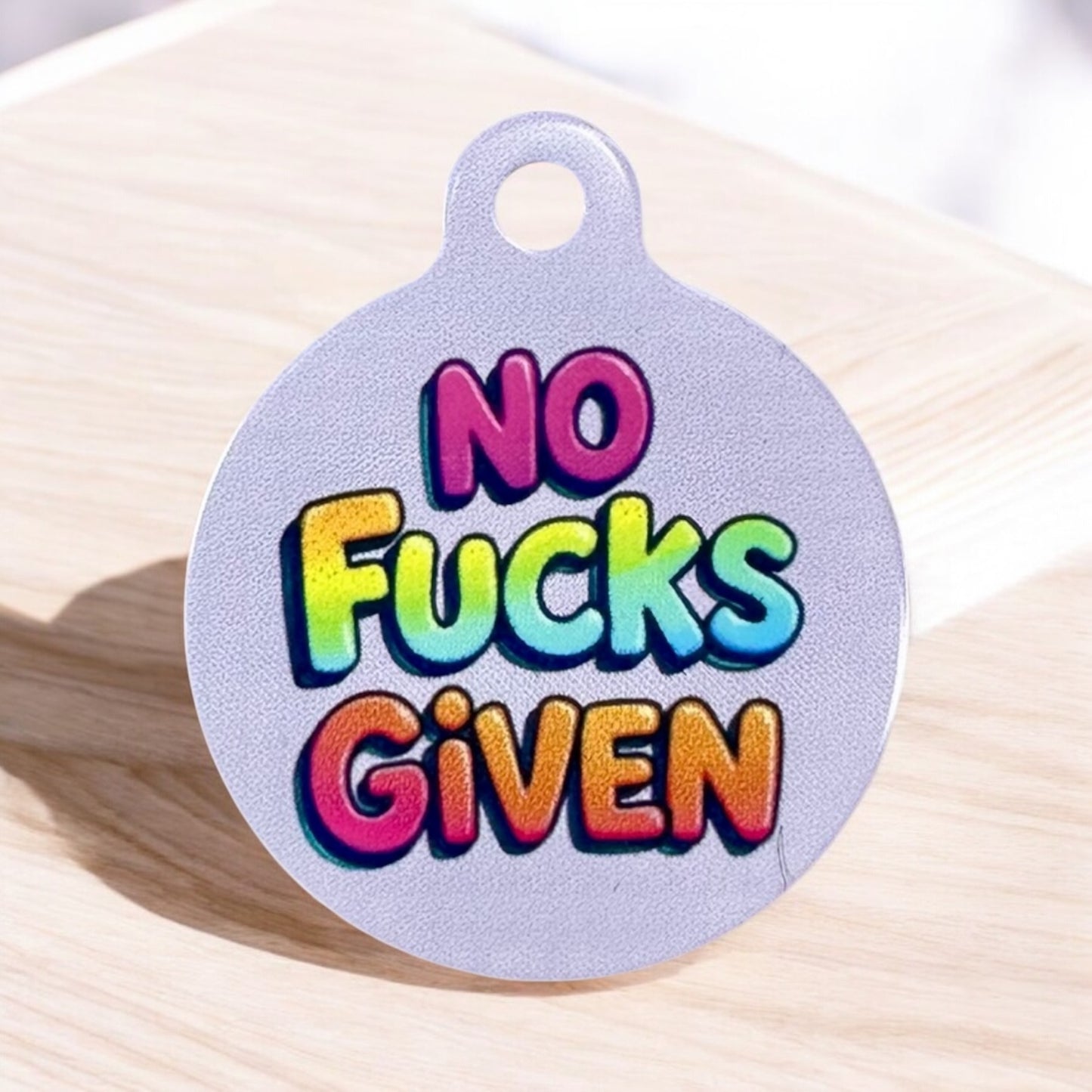 “No Fucks Given” funny Aluminum Pet Tag - Customizable