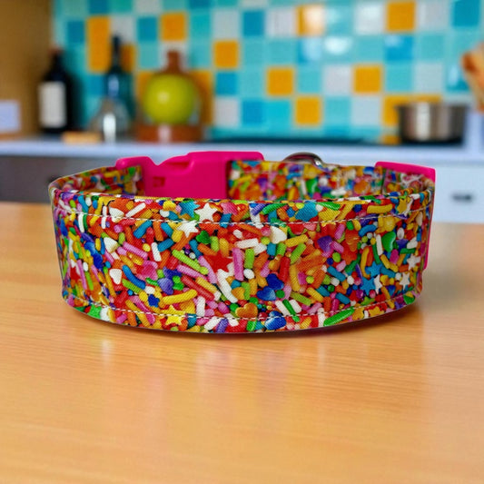 Sprinkles food dog collar,  Handmade Pet Collar with Heavy-Duty Webbing & Stainless Steel Hardware (Copy) (Copy)