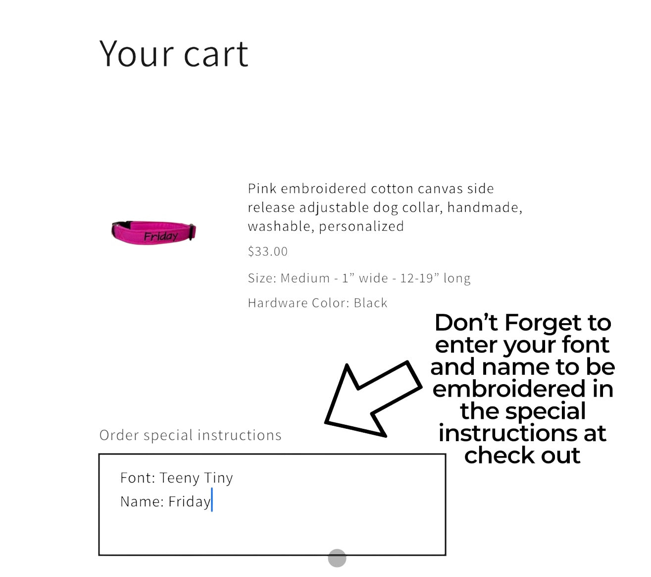 Purple embroidered cotton canvas side release adjustable dog collar, handmade, washable, personalized