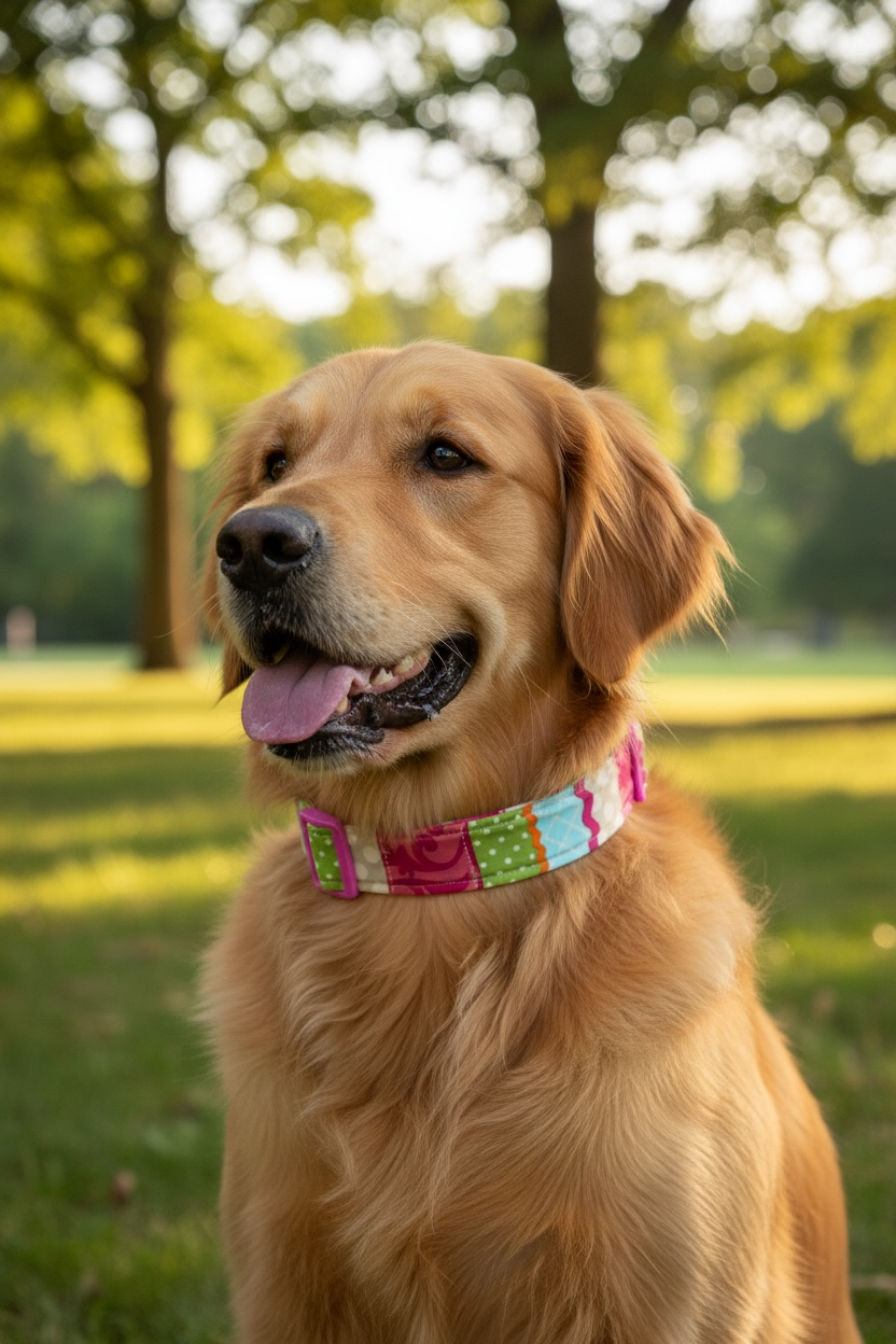 Decorative Striped Handmade dog collar,  Handmade Pet Collar with Heavy-Duty Webbing & Stainless Steel Hardware