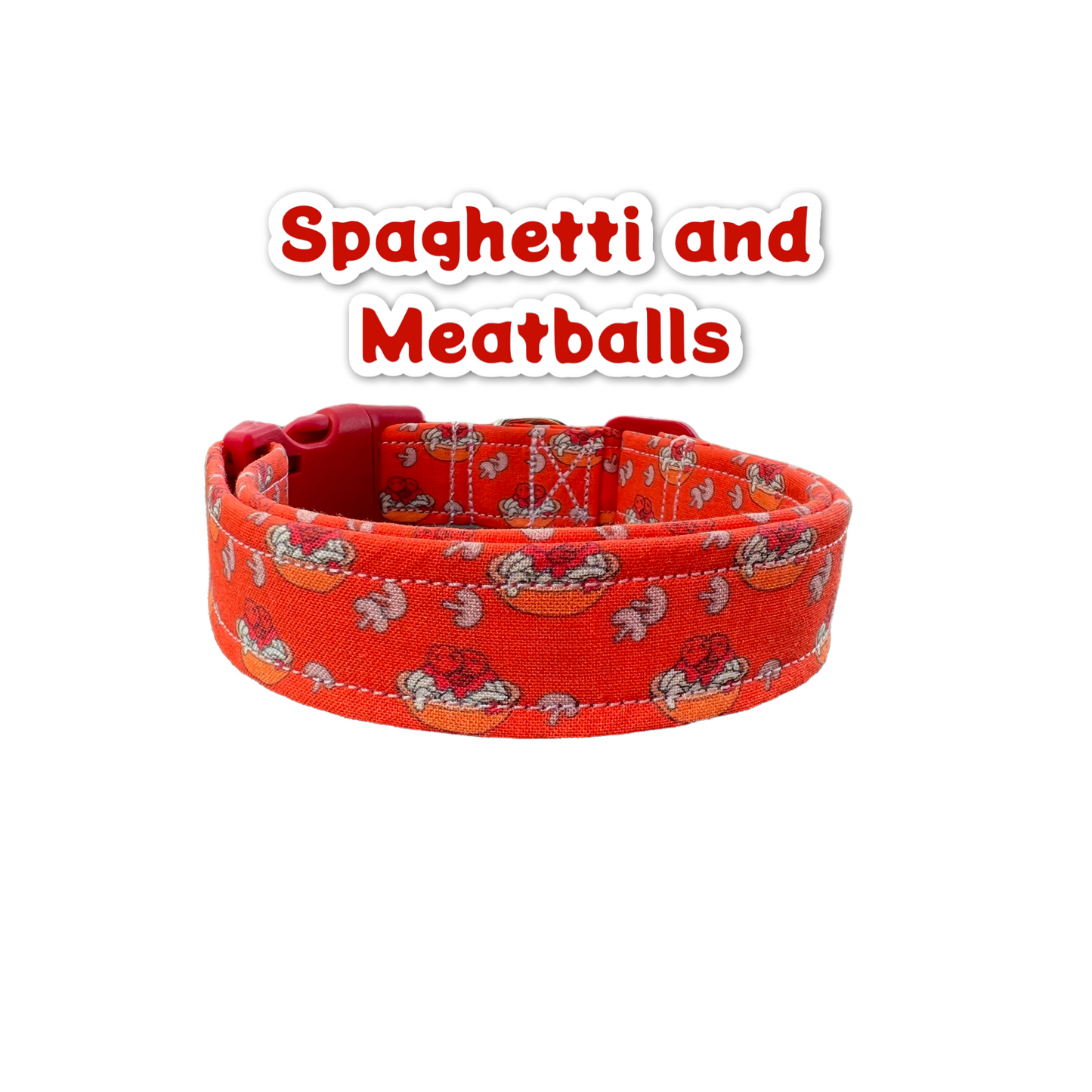 Spaghetti and meatball dog collar, side release adjustable dog collar, food dog collar