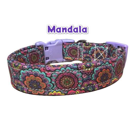 Mandala Dog Collar or Cat Collar, Side release adjustable, dog collar girl, collars for dogs