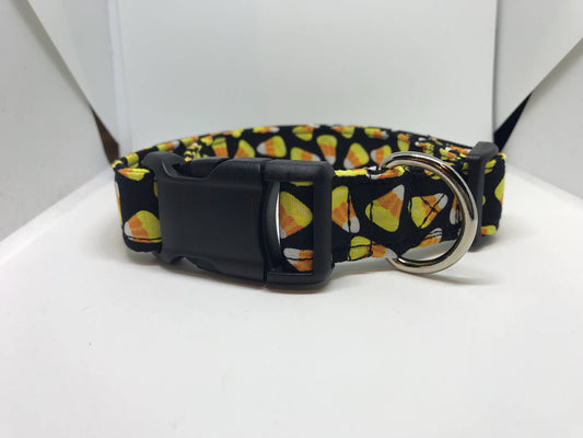 Dog collar, halloween collar, side release collar, nylon dog collar, halloween, adjustable collar, candy corn, glow in the dark, spider webs