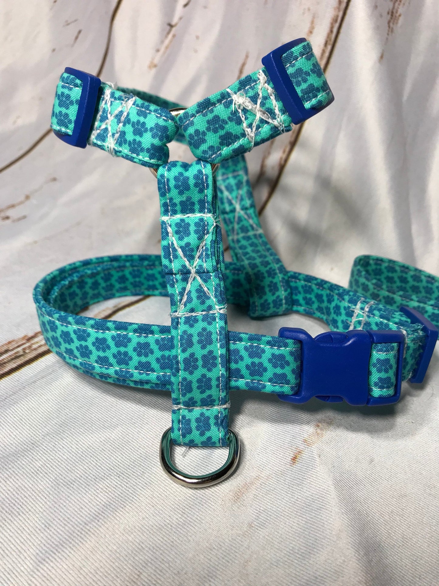 Dog harness, harness and leash, step in harness, Dog Harness set, standard harness, adjustable, dog harness boy, beach, blue, paws, on teal