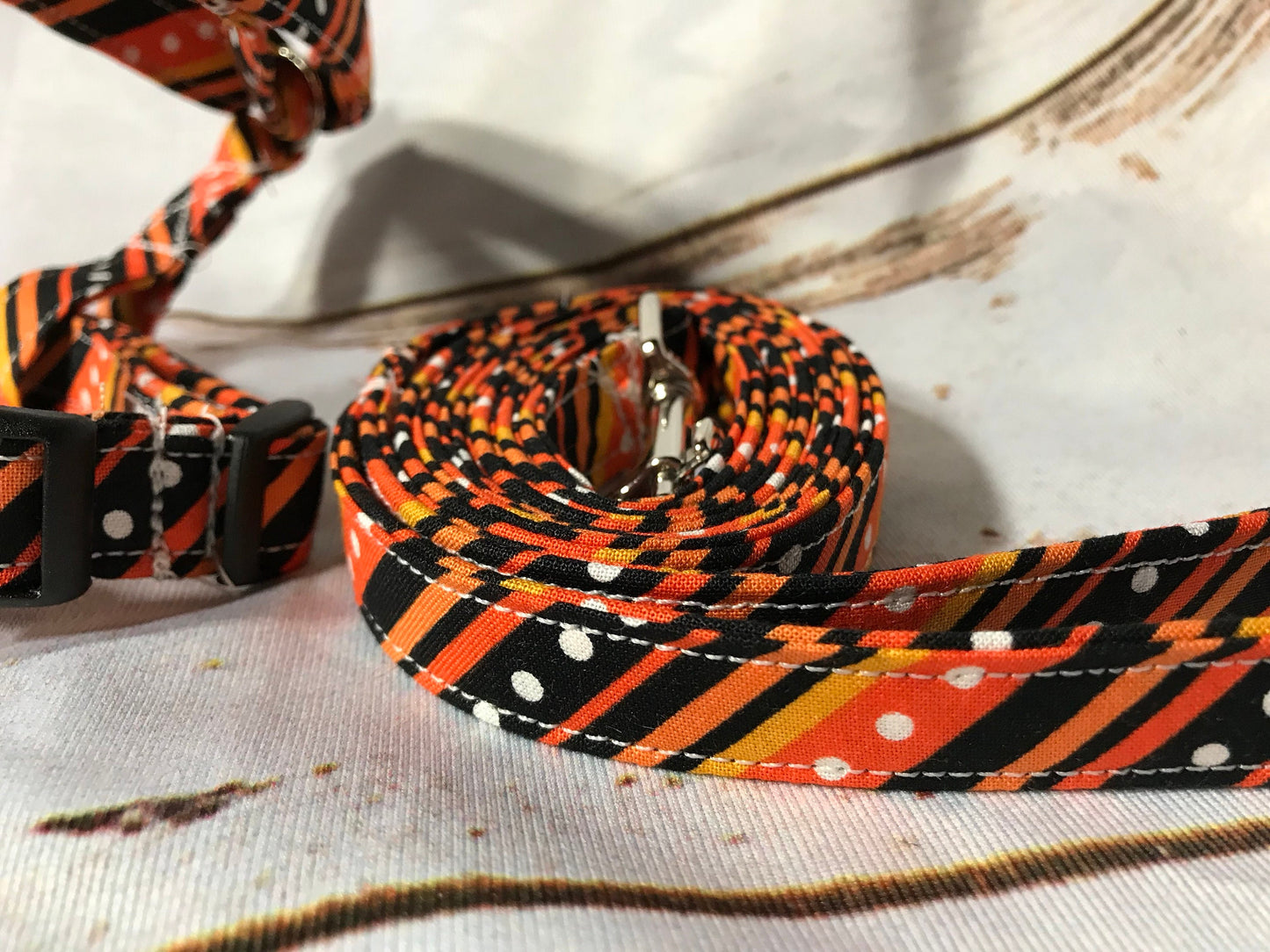 Dog harness, Harness and leash, step in harness, standard harness, dog harness set, striped dog harness, leash, orange and black, stripes