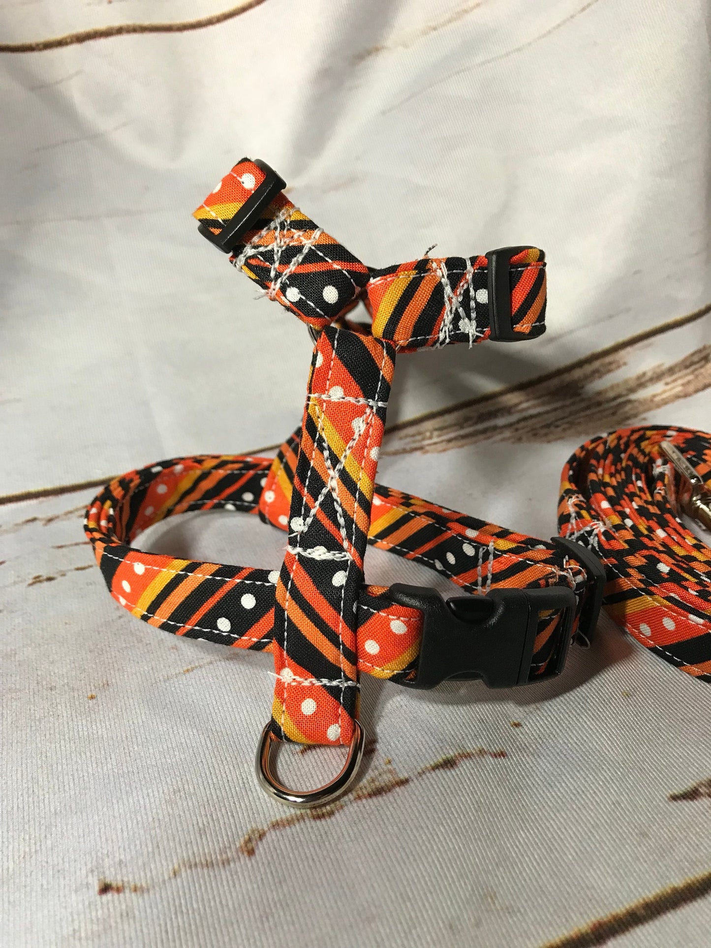 Dog harness, Harness and leash, step in harness, standard harness, dog harness set, striped dog harness, leash, orange and black, stripes