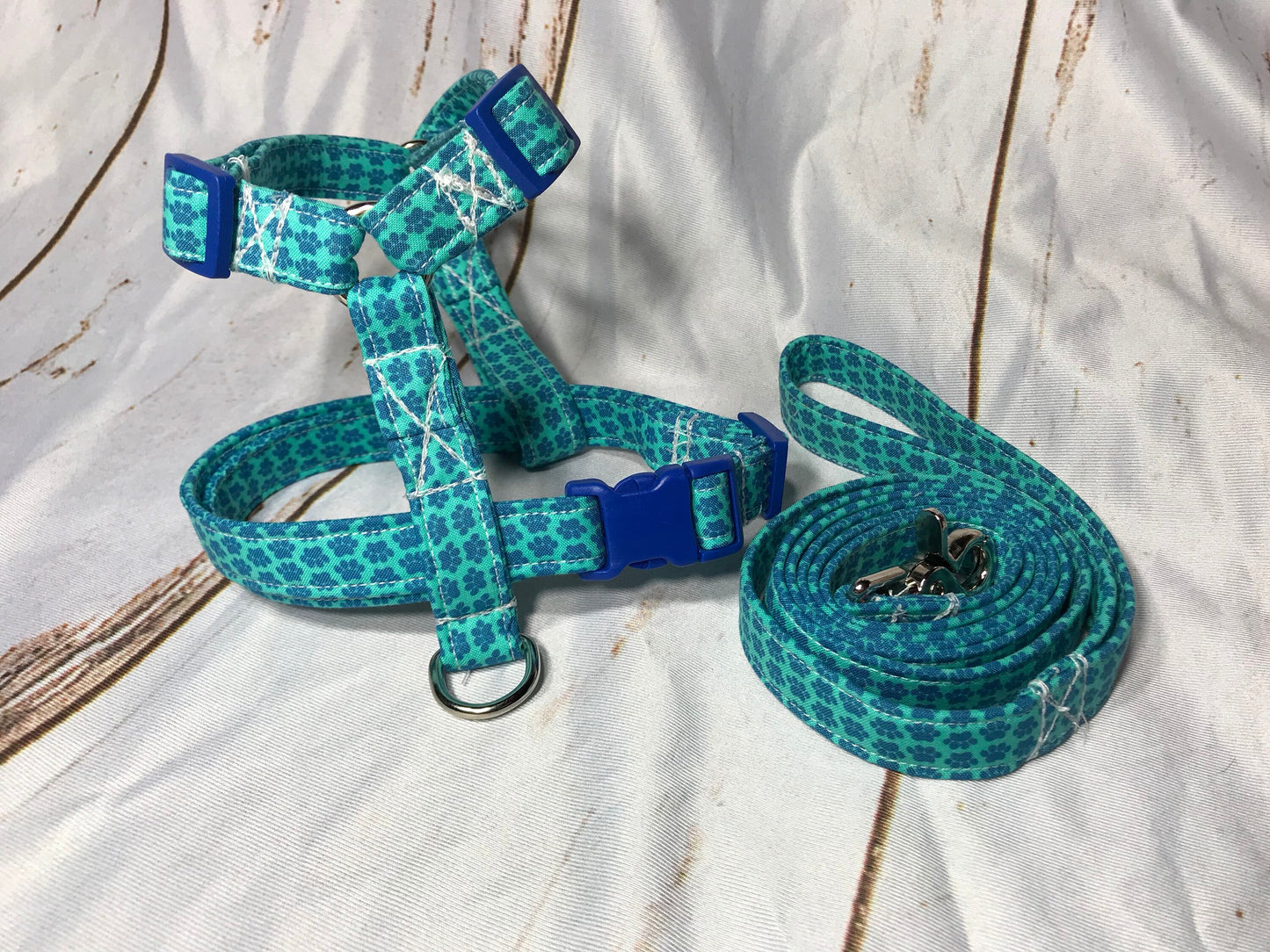 Dog harness, harness and leash, step in harness, Dog Harness set, standard harness, adjustable, dog harness boy, beach, blue, paws, on teal