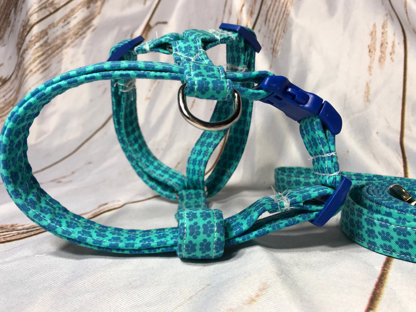 Dog harness, harness and leash, step in harness, Dog Harness set, standard harness, adjustable, dog harness boy, beach, blue, paws, on teal