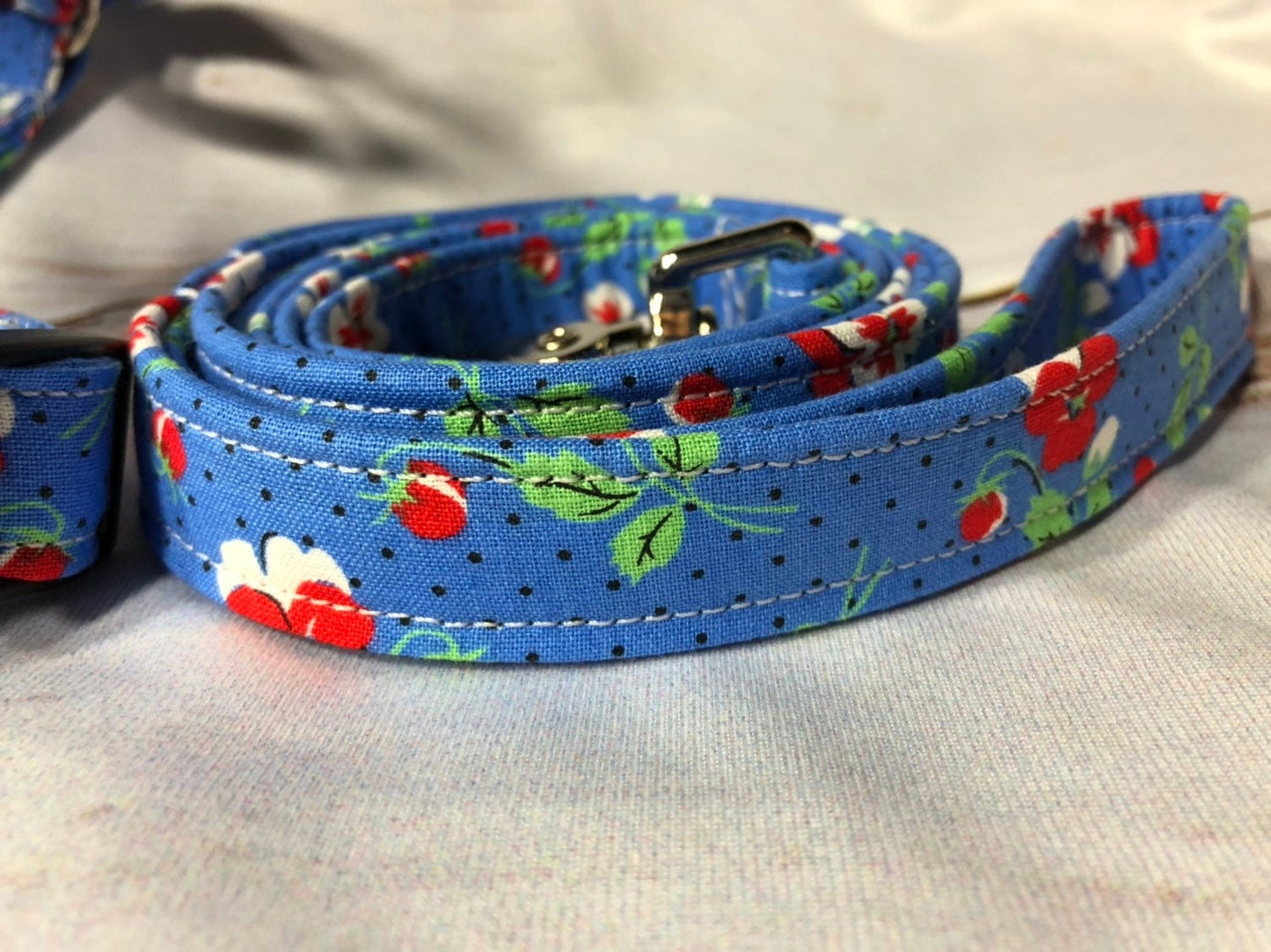 Dog harness, harness and leash, girl dog harness, dog halter, leash, step in harness, standard harness, dog harness set, blue and red floral