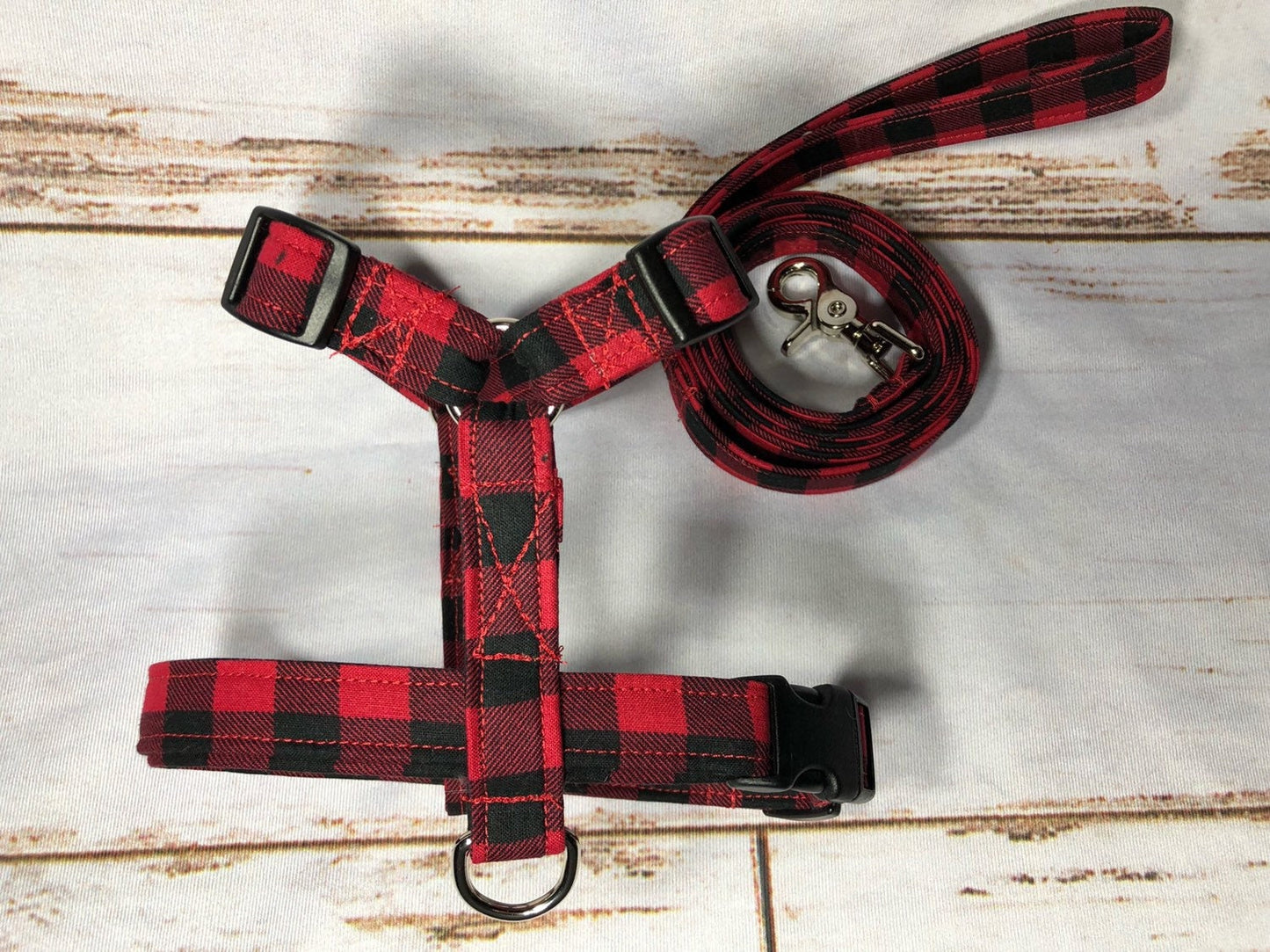 Dog harness, Harness and leash, step in harness, standard harness, dog harness set, plaid dog harness, buffalo plaid, buffalo check, red