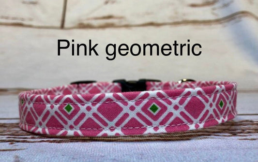Dog Collar, dog collar girl, pink dog collar, adjustable collar, buckle dog collar, side release, pink collar, bubble gum pink, geometric