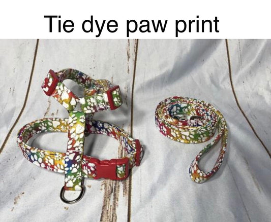 Dog harness, Harness and leash, step in harness, standard harness, dog harness set, dog halter, tie dye harness, tie dye, paw print