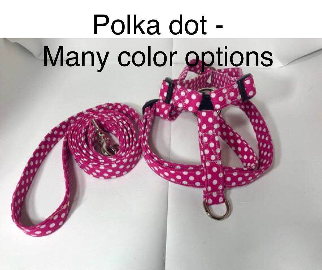 Dog harness, Harness and leash, step in harness, standard harness, dog harness set, polka dot, pink, red, black, orange, teal, gray, blue