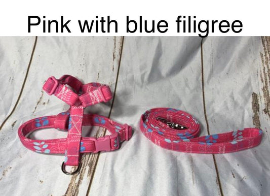 Dog harness, Harness and leash, step in harness, standard harness, dog harness set, dog halter, pink, blue, dog harness girl, pink and blue