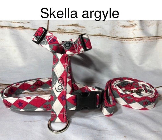 Dog harness, harness and leash, dog harness girl, step in harness, standard harness, dog harness set, adjustable harness, argyle, pink, gray