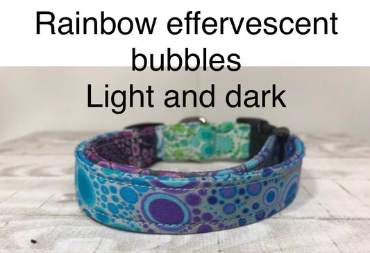 Bubble Dog Collar, girl dog collar, boy dog collar, dog collar, adjustable collar, buckle dog collar, effervescence, bubbles, rainbow