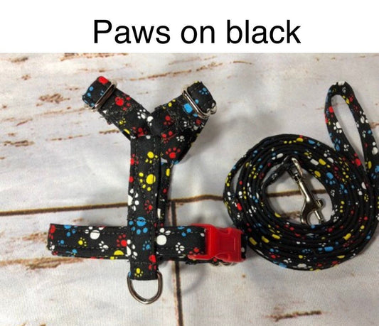 Dog harness, Harness and leash, step in harness, standard harness, harness set, adjustable harness, boy dog harness, paws, colorful paws