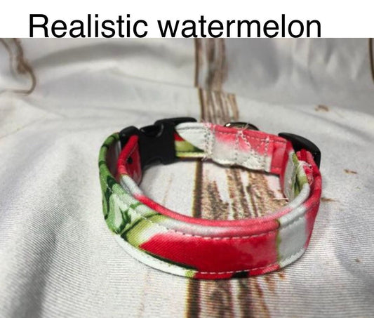 Watermelon dog collar, food dog collar, summer dog collar, washable, side release, adjustable collar, watermelon, girl, dog, collar, red