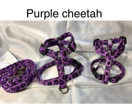 Dog harness, Harness and leash, step in harness, standard harness, dog harness set, adjustable harness, purple, leopard, cheetah