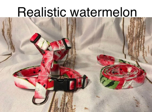 Dog harness, Harness and leash set, step in harness, standard harness, dog harness set, watermelon dog harness, dog halter, watermelon print